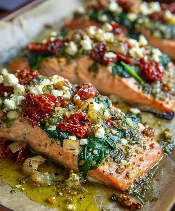 Mediterranean Salmon with Olives, Tomatoes & Feta