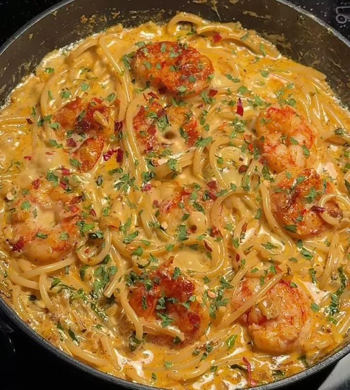 Creamy Tomato Shrimp Penne (Lightened)